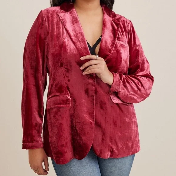 Torrid Red Velvet Classic Blazer NWT Size 1X - Picture 3 of 6
